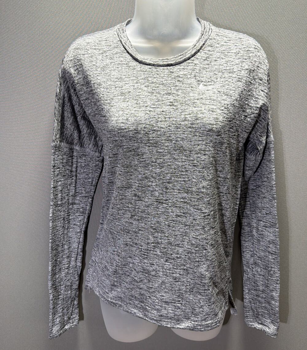Nike Womens Therma Sphere Element Crewneck Running Top Heathered Grey XS Stretch